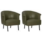 Set van 2 Leren fauteuils Embrace - Vintage Olive, Huis en Inrichting, Fauteuils, Nieuw, Ophalen of Verzenden, 75 tot 100 cm, Leer