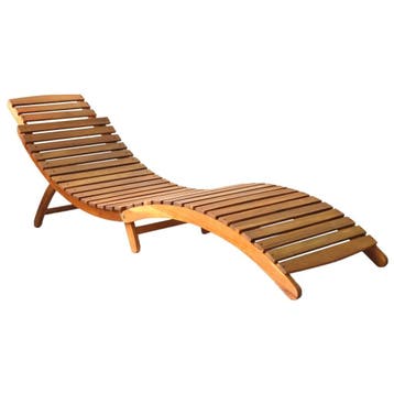 vidaXL | Ligbed | 1-persoon bruin 55 x 184 x 64cm Massief, Tuin en Terras, Verzenden, Nieuw