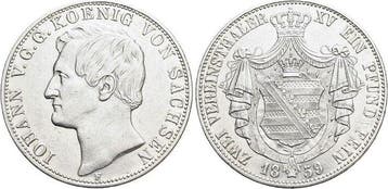 Doppeltaler, daalder 1859 F Sachsen-albertinische Linie J..., Verzenden