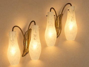 Wandlamp - Glas, Messing - Een paar wandlampen