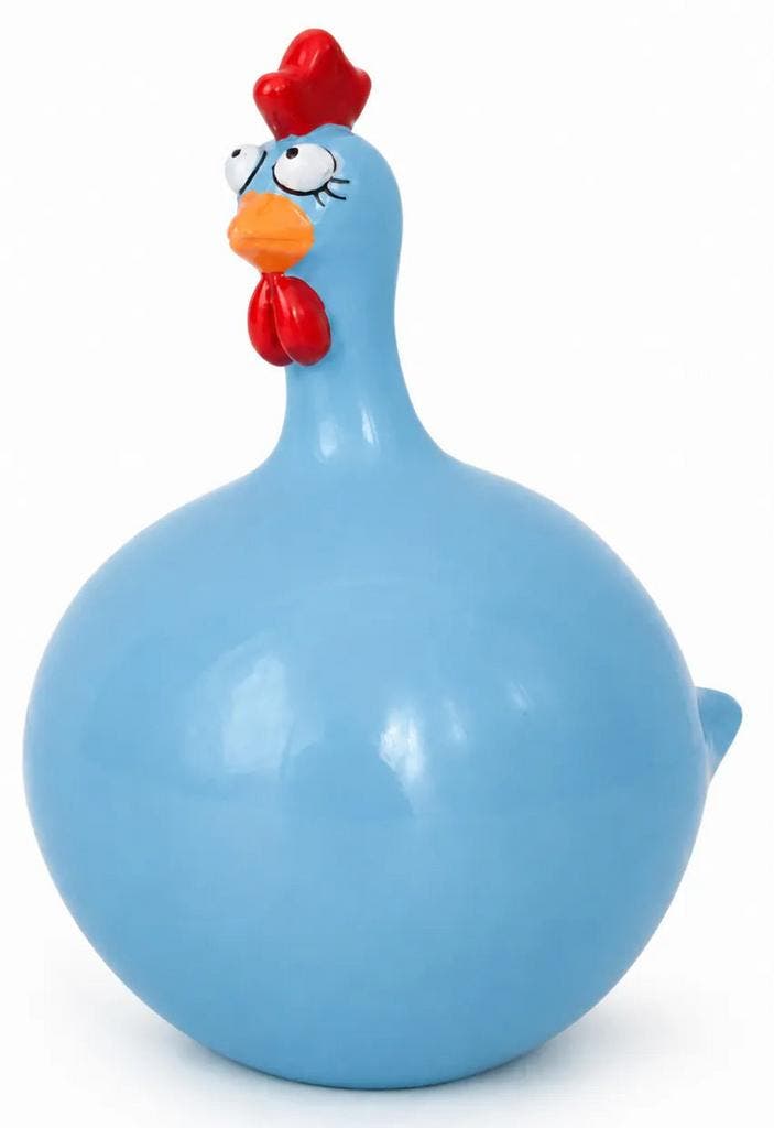 Turquoise kippenbeeldje - 23 cm, Verzamelen, Beelden en Beeldjes, Nieuw, Verzenden