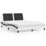 vidaXL Bed met matras Zadar kunstleer wit en zwart 160x200, Verzenden, Nieuw