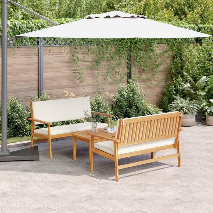vidaXL Tuinbank Set 3 pcs Bruin 120 x 65,5 x 79 cm Massief, Tuin en Terras, Tuinsets en Loungesets, Nieuw, Verzenden