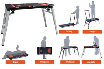 Kibani Werktafel 7 In 1 - Inklapbare Werkbank - Inklapbaar -, Tuin en Terras, Nieuw, Kibani