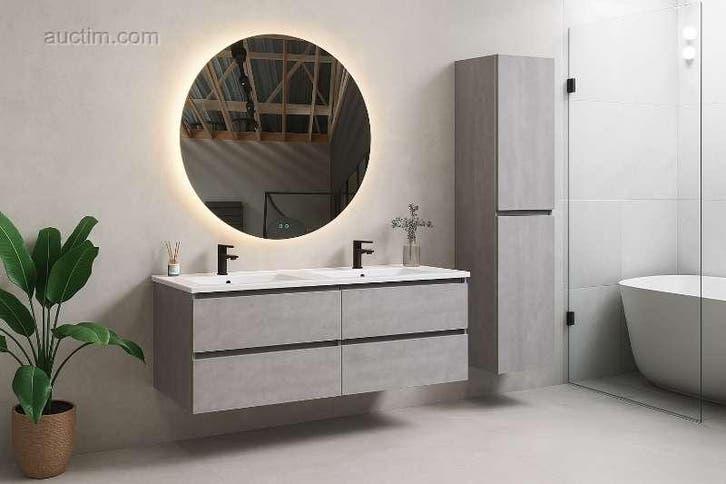 120cm badkamermeubelset - Kleur: Beton grijs..., Bricolage & Construction, Chauffage & Radiateurs, Enlèvement