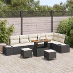 vidaXL Tuinbank Set met kussen 9 pcs Zwart poly rattan, Verzenden, Nieuw