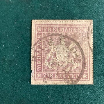 Württemberg 1875 - 70 Kreuzer, écu héraldique type II, avec, Gestempeld
