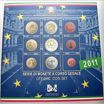 5,88 Euro,munten set 1 Cent-2 Euro 2011 Italien Republik, Verzenden, België