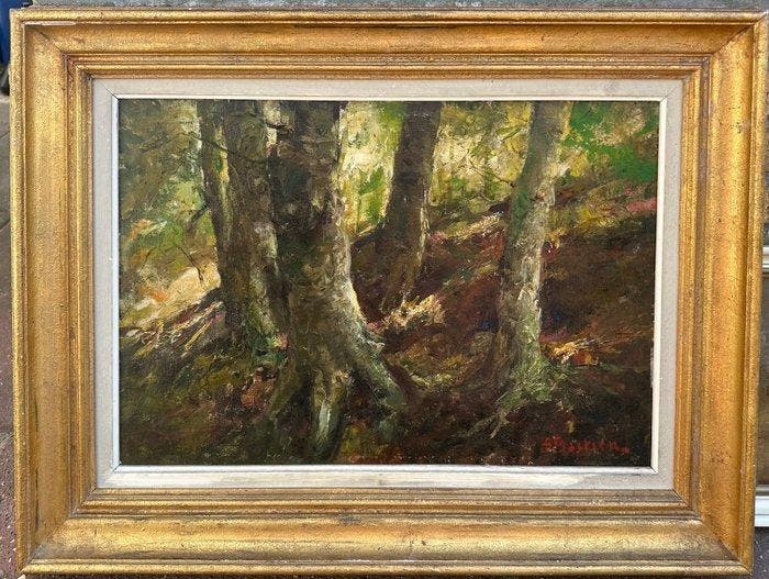 Alfred Bastien (1873-1955) - Bosgezicht, Antiquités & Art, Art | Peinture | Classique