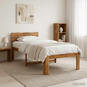 vidaXL Eenpersoonsbed met hoofdbord ROSTOCK Naturel 90 x 200, Huis en Inrichting, Verzenden, Nieuw