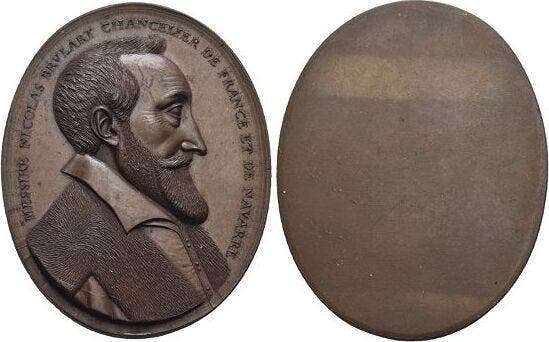 Cu-medaille Personenmedaille Brulart, Nicolaus 1544-1624,..., Timbres & Monnaies, Pièces & Médailles, Envoi