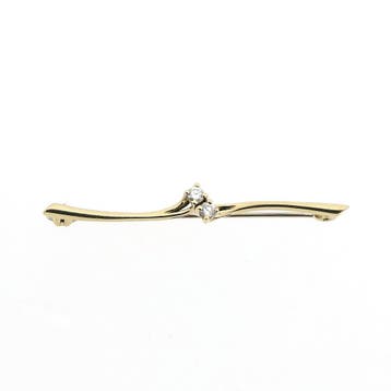 Gouden broche met diamanten; 0,08 ct., Gebruikt, Ophalen of Verzenden, Met edelsteen, Goud