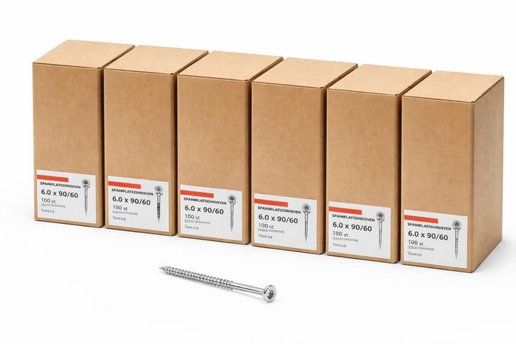 6X Hoenderdaal Spaanplaatschroeven 6,0x90/60 Verzinkt – 100, Bricolage & Construction, Quincaillerie & Fixations, Envoi
