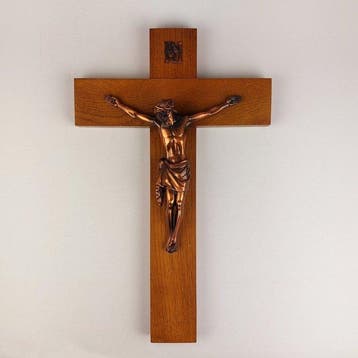Crucifix (3) - Eikenhout, Koper - 1950-1960 - bijpassend