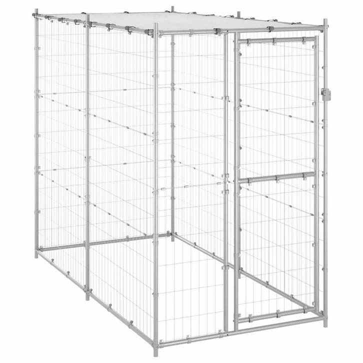 vidaXL Hondenkennel buiten met dak 110x220x180 cm, Dieren en Toebehoren, Hondenbenches, Nieuw, Verzenden