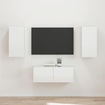 vidaXL Tv-meubelset 2 st Hoogglans wit Bewerkt hout, Huis en Inrichting, Verzenden, Nieuw