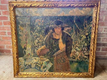 Edgard Wiethase (1881-1965) - Dame in bloementuin