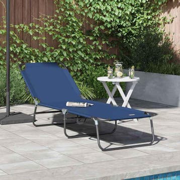 vidaXL Opvouwbare zonnebed Blauw 188 x 57 x 86,5 cm, Verzenden, Nieuw