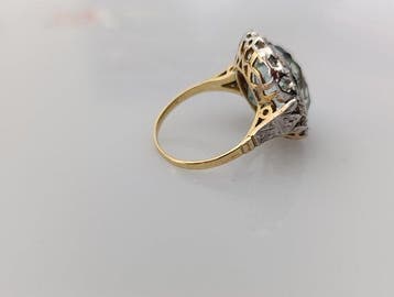 Statement ring - 14 karaat Geel goud, Zilver - 6.30ct. tw.