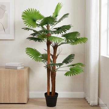 vidaXL Kunstmatige Fan Palmboom Groen 75 x 25 x 180 cm Stof, Verzenden