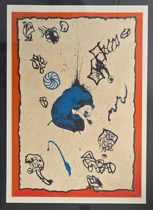 Pierre Alechinsky (1927) - abstracte compositie - Cobroue, Antiquités & Art, Art | Peinture | Moderne