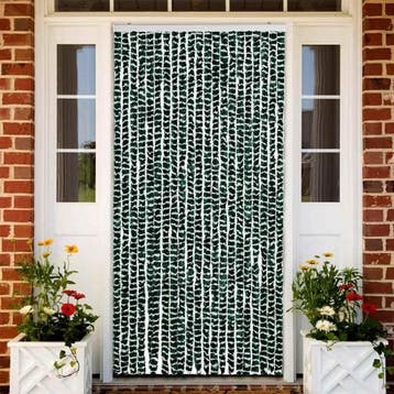 vidaXL Vliegengordijn 90x220 cm chenille groen en wit, Verzenden