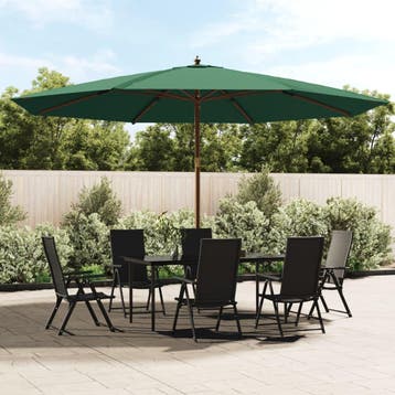 vidaXL Parasol met houten paal 400x273 cm groen, Verzenden