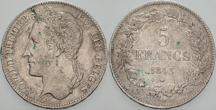 5 Francs 1848 Belgie-koenigreich Leopold I 1831-1865, Postzegels en Munten, Munten | Europa | Niet-Euromunten, België, Verzenden