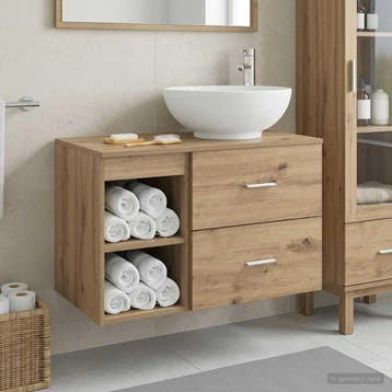 vidaXL Badkamermeubel Set 2 st Artisanaal eiken Bewerkt hout, Verzenden