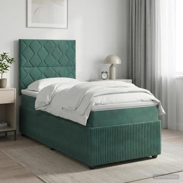 vidaXL Boxspringbed met matras Donkergroen 80 x 200 cm, Verzenden