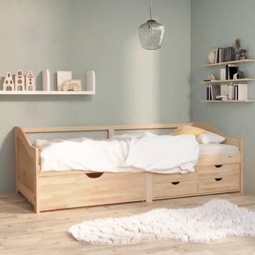 vidaXL Bedbank 3-zits met lades massief grenenhout 90x200 cm, Verzenden, Nieuw