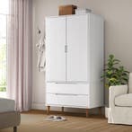 vidaXL Kledingkast MOLDE 90x55x175 cm massief grenenhout wit, Verzenden, Nieuw