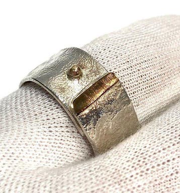 Zonder minimumprijs - Ring - 18 karaat Zilver, Geel goud, Handtassen en Accessoires, Ringen, Nieuw