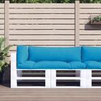 vidaXL Palletkussens 3 st stof lichtblauw, Verzenden, Nieuw