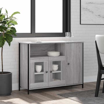 vidaXL Dressoir 100x35x75 cm bewerkt hout grijs sonoma, Huis en Inrichting, Kasten | Dressoirs, Verzenden, Nieuw