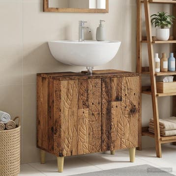 vidaXL Wastafel kabinet voor de badkamer DELFT Oud hout, Verzenden