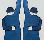 Jean-Michel Folon (1934-2005) - Homme et son double, Antiquités & Art