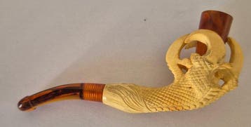 19th Century - Pijp - Met de hand gesneden meerschuimpijp