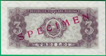 Roemenië. - 3 lei 1952 - specimen - Pick 82bs (Zonder