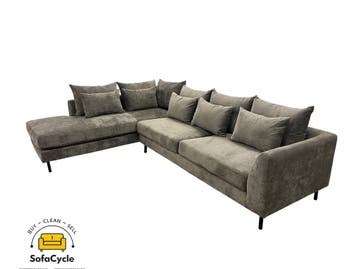 Grote hoekzetel antraciet in stof, hoek L – overstock, Verzenden