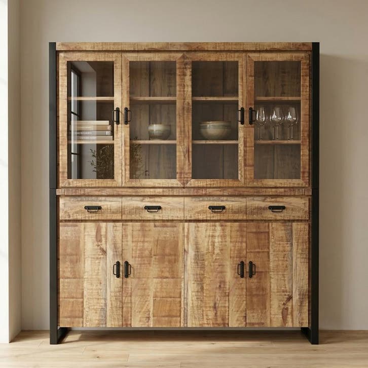 Buffetkast Mangohout Britt 190 cm, Huis en Inrichting, Kasten | Buffetkasten, Nieuw, Overige houtsoorten, Verzenden