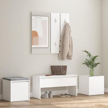 vidaXL Garderobe set bewerkt hout wit, Verzenden