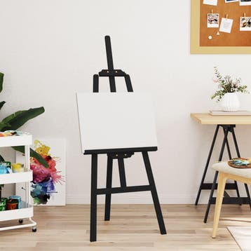 vidaXL Schildersezel 53,5x95x127 cm massief grenenhout zwart, Verzenden