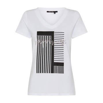 Marc Aurel • wit t-shirt happiness • 36, Verzenden