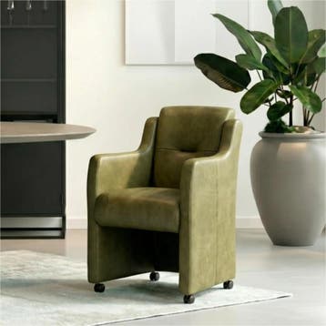 Set van 8 Leren eetkamerstoelen Mass - Kenia Olive (olijf), Ophalen of Verzenden