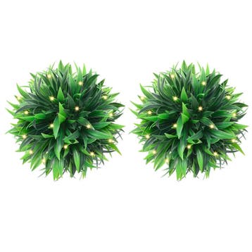 vidaXL Kunstbuxusballen met LED-verlichting 2 st 30 cm groen, Verzenden