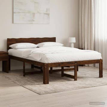 vidaXL Tweepersoonsbed met hoofdbord ROSTOCK Donkerbruin 140, Huis en Inrichting, Verzenden, Nieuw
