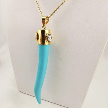 Turquoise - Argento 925 - Ketting met hanger - Italiaans