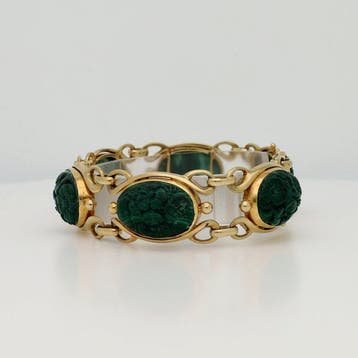 Armband - 14 karaat Geel goud - Malachiet, Nieuw