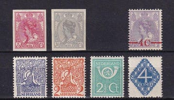 Nederland 1921/1929 - 9 postfrisse series, Gestempeld
